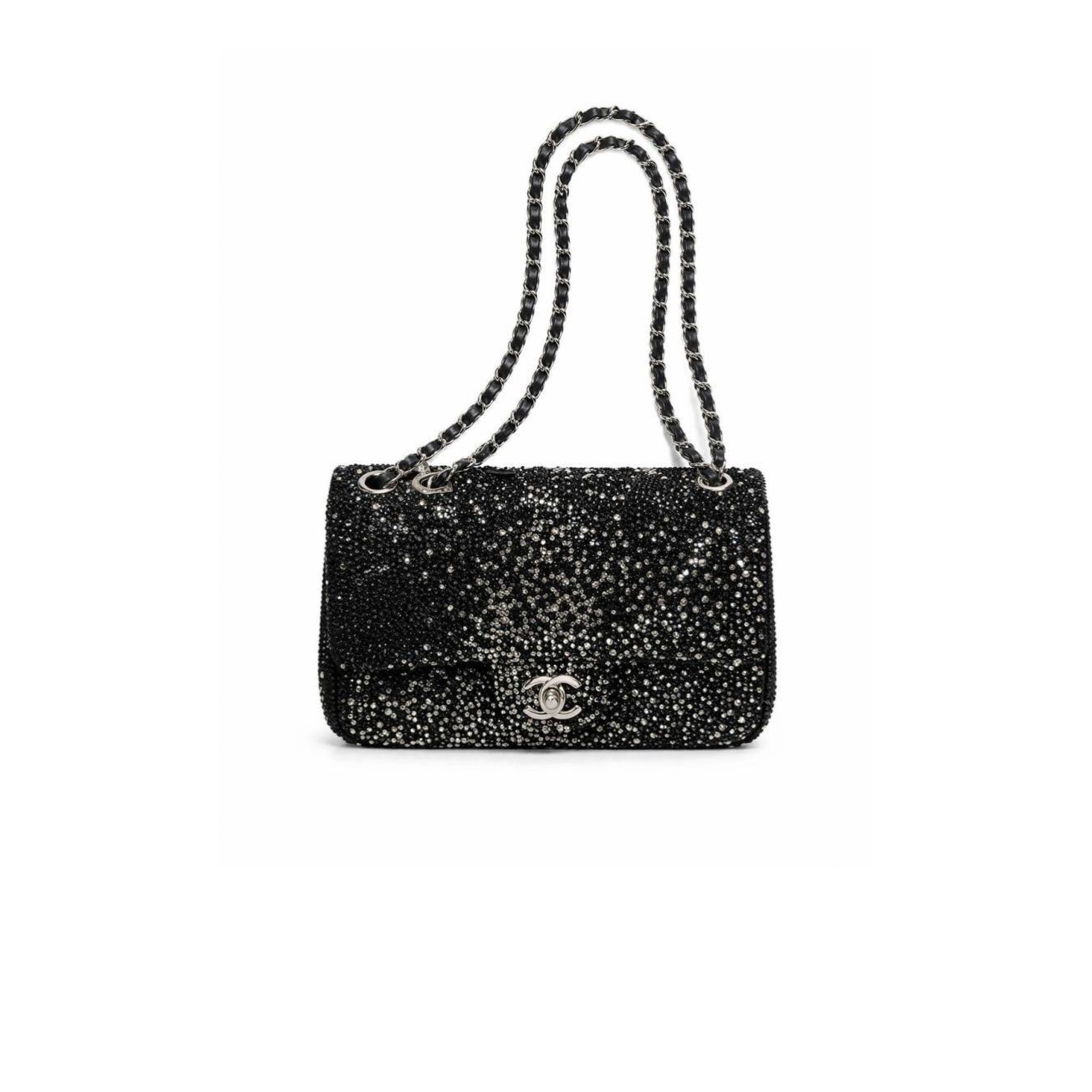 CHANEL LAMBSKIN CRYSTAL FLAP BLACK (20*10*7cm)